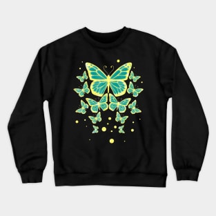 Ovarian Cancer Awareness Butterflies Teal Ribbon Crewneck Sweatshirt